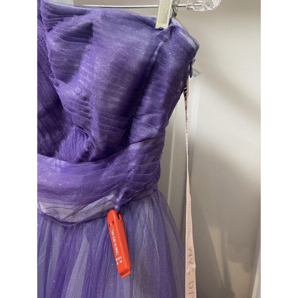 Mac Duggal 20377 Dress Womens 2 Purple One Shoulder Tulle Glitter Gown Prom Even - Picture 3 of 5